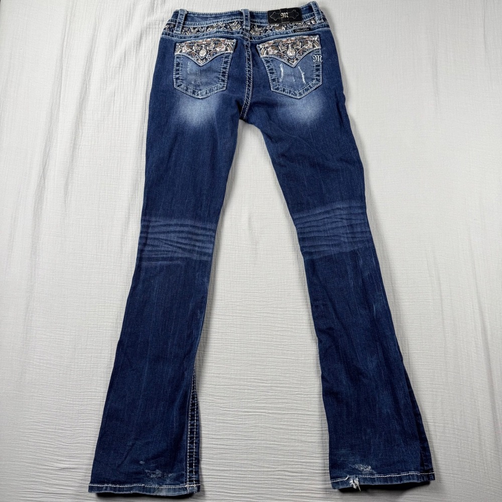 Miss Me Chloe Bootcut Jeans Size‎ 26 28x33 Dark Wash Embroidered Pocket Flap - Picture 3 of 9